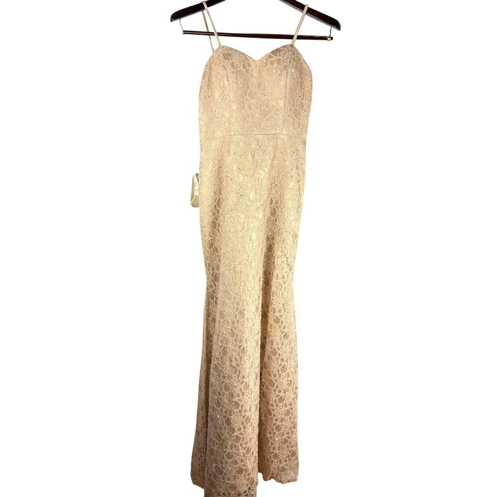 NWOT Bailey Bridal Lace & Sequins Fit & Flare Strap Belted Gown Women's Small